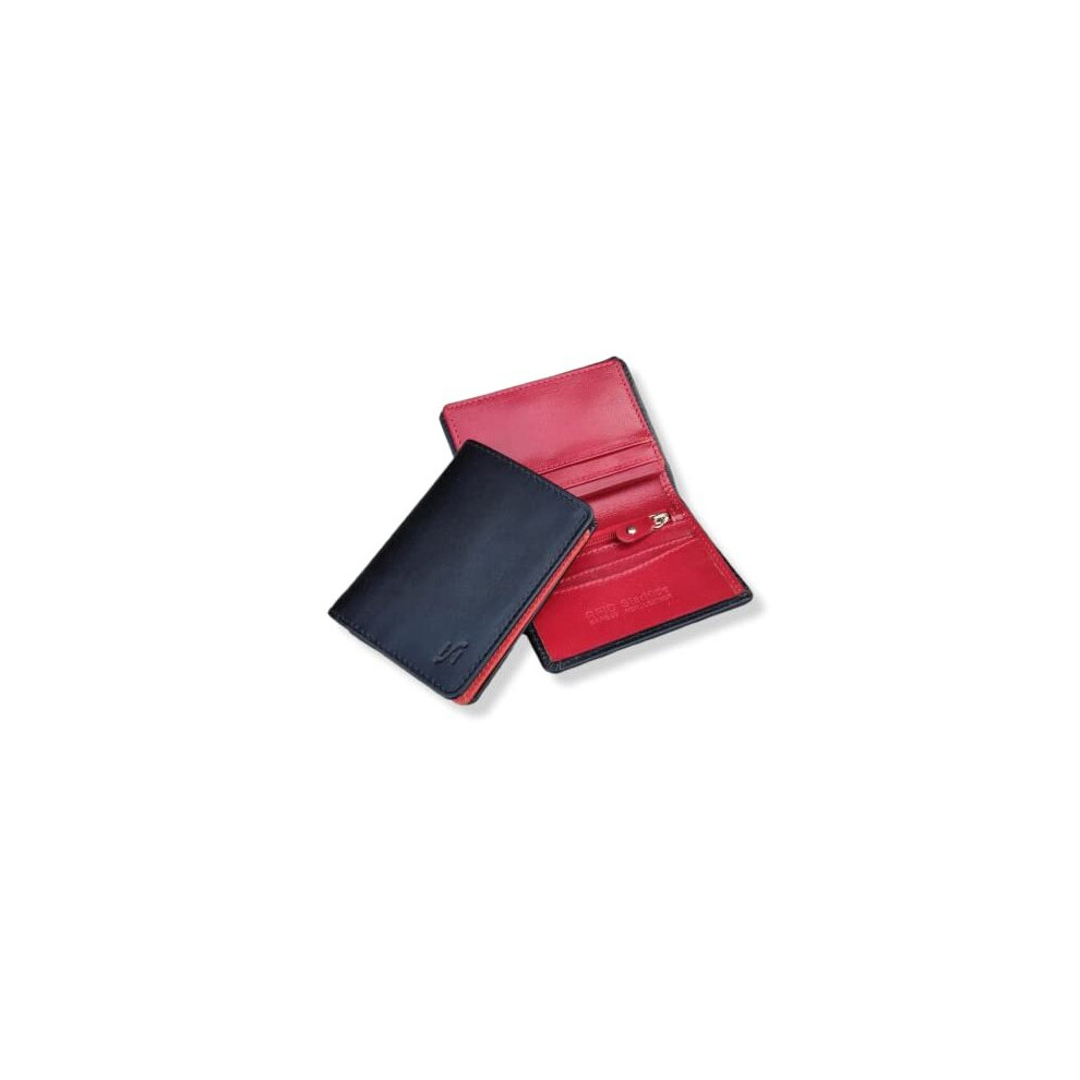 Starhide Minimalist Slim Wallets for Men RFID Blocking Genuine Leather Small Wallet with Zip Coin Pocket 815 (Black Red)