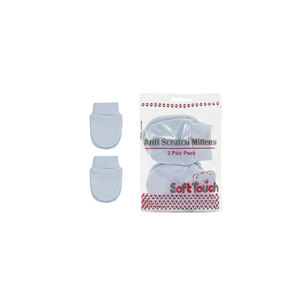 Baby Anti Scratch Mittens, 2 Pairs, Scratch Mitts, Twin Pack White/Blue/Pink Mini Mart Online Limited