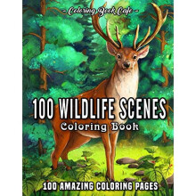 100 Wildlife Scenes: An Adult Coloring Book Featuring 100 Most Beautiful Wildlife Scenes with Animals, Birds and Flowers from Oceans, Jungles, Forests
