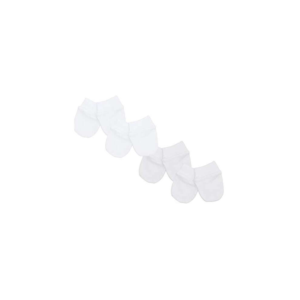 Baby Scratch Mittens 4 Pair Pack (White) White Teddyts