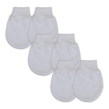 Baby Scratch Mitts, Pure Cotton Anti Scratch Mittens, Elastic Cuffs, UK Brand, 3 Pack, White