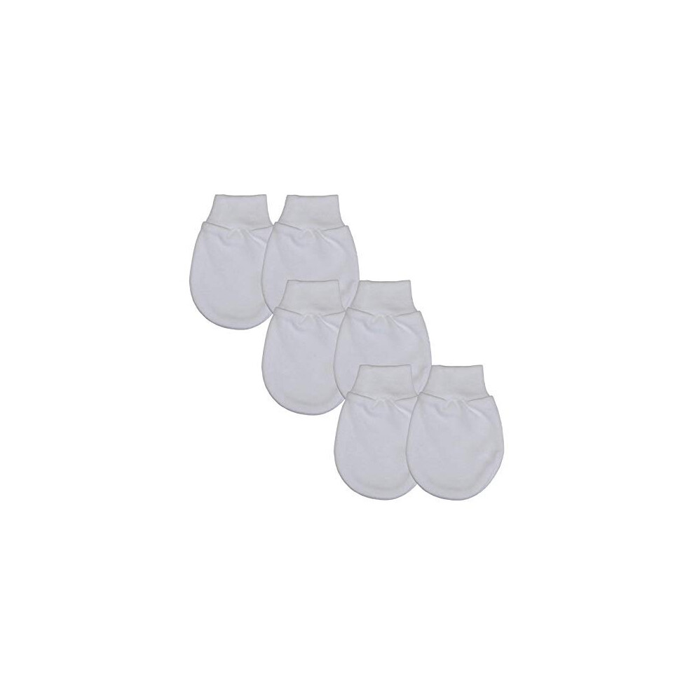 Baby Scratch Mitts, Pure Cotton Anti Scratch Mittens, Elastic Cuffs, Uk Brand, 3 Pack, White Baban Baby