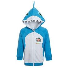 Cocomelon Baby Shark Hooded Jacket Boys Novelty Dress Up Zip Hoodie Infants Jumper 3D Coat Blue 6-12 Months