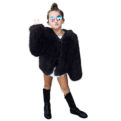 Black fur coat for girls hotsell