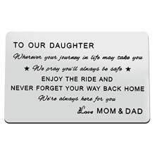 Daughter Gifts from Mom and Dad Engraved Wallet Insert Card with Inspirational Quotes Graduation Gifts for Daughter Christmas Birthday Gifts