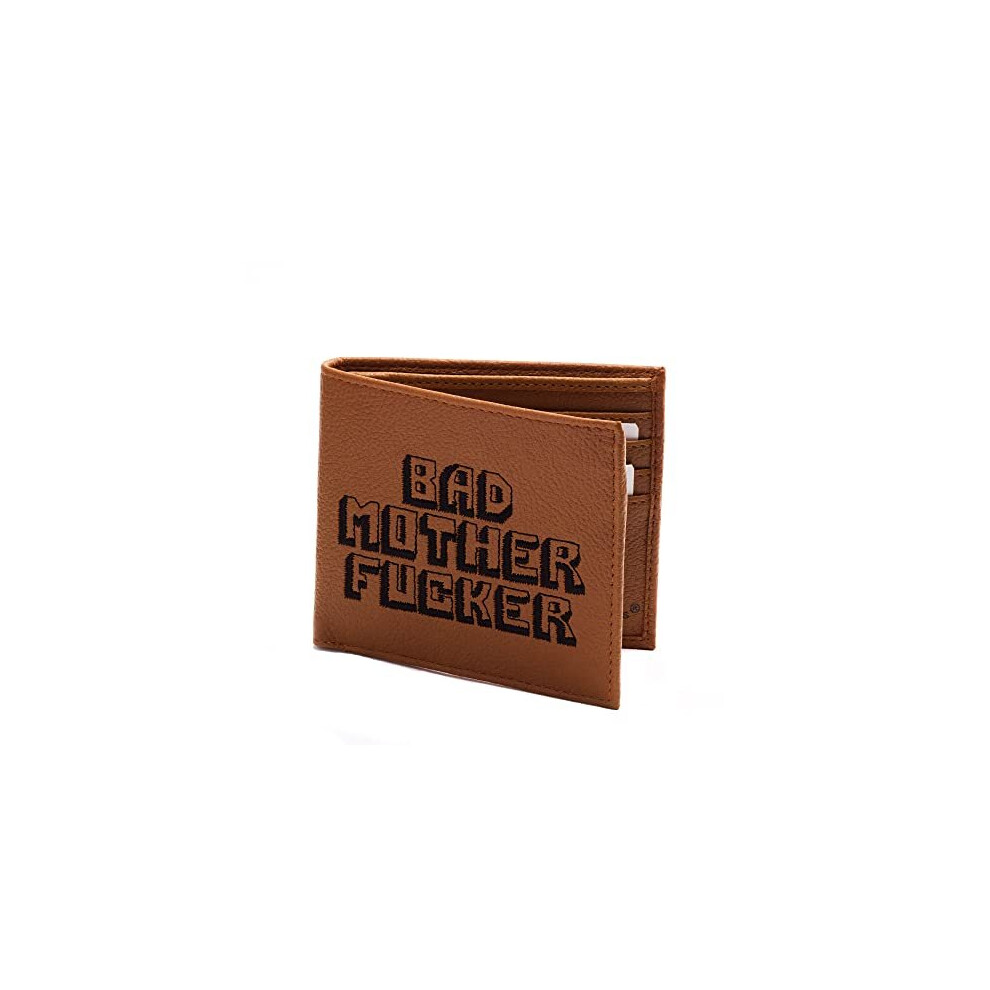 Bad Mother Fucker Wallet, Embroidered, Synthetic PU Leather, Men's Bifold, Tan