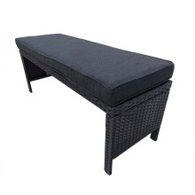 (Dark Brown) Patio Rattan Bench Seat with Cushion