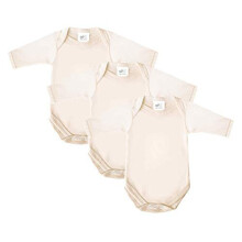 Baby Bodysuits, Cotton Long Sleeved Vests, British Made for Boys or Girls, 3 Pack, Cream, 3-6 Months