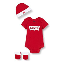 Levi's Kids Baby Boys Baby and Toddler Layette Set CLASSIC BATWING INFANT HAT, BODYSUIT, BOOTIE SET 3PC 0019 Levi'S Red 0-6 Months