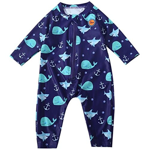 thumbnail image 2 of Kids Swimsuit, Boys And Gils Full Sunsuit, UPF50+ Ash Guad 2 of 14