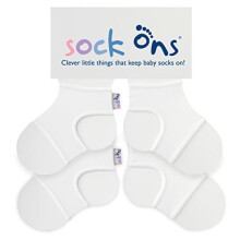 Sock Ons - Baby Sock Holders - 6-12 Months - 2 Pack (2 x White) - Amazing Value Pack - Keep Baby Socks On!