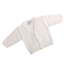 Dandelion Baby Boy Cable Knitted Bolero Cardigan for Newborn - 18 Months (3-6 Months, White)