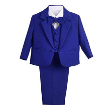 Lito Angels Baby Boy Formal Dress Suit Wedding Outfit Wear, 5 Pieces Set (Blazer, Shirt, Waistcoat, Trousers, Bow Tie) Age 9-12 Months (Tag Number
