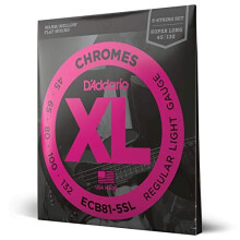 Struny do gitary basowej D'Addario XL Chromes Flat Wound ECB81-5SL 5 strun Super Long Scale Regular Light 45-132