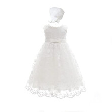 Leideur Baby Long Christening Gowns White Baptism Dress Special Occasion Dresses for Girls Birthday (White 3, 3 Months)