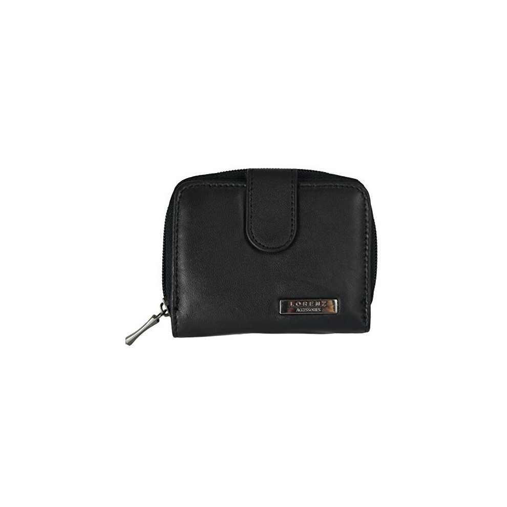 Lorenz Ladies Real Soft Leather Purse/Wallet With Pass/Id Holder Black