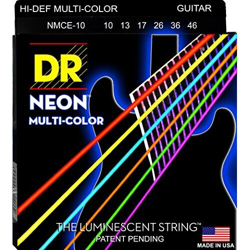 DR Strings HI-DEF NEON? - MULTI-COLOUR Coloured Electric Guitar Strings: Medium 10-46