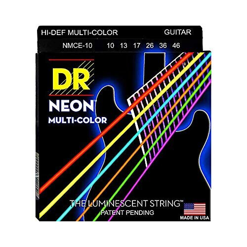 DR Strings HI-DEF NEON? - MULTI-COLOUR Coloured Electric Guitar Strings: Medium 10-46 1
