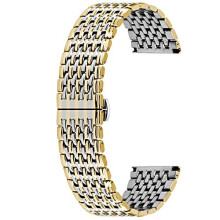 Kai Tian Watch Band 22mm Stainless Steel Replacement Strap Deployment Buckle Watch Bracelet for Men Women Silver Gold