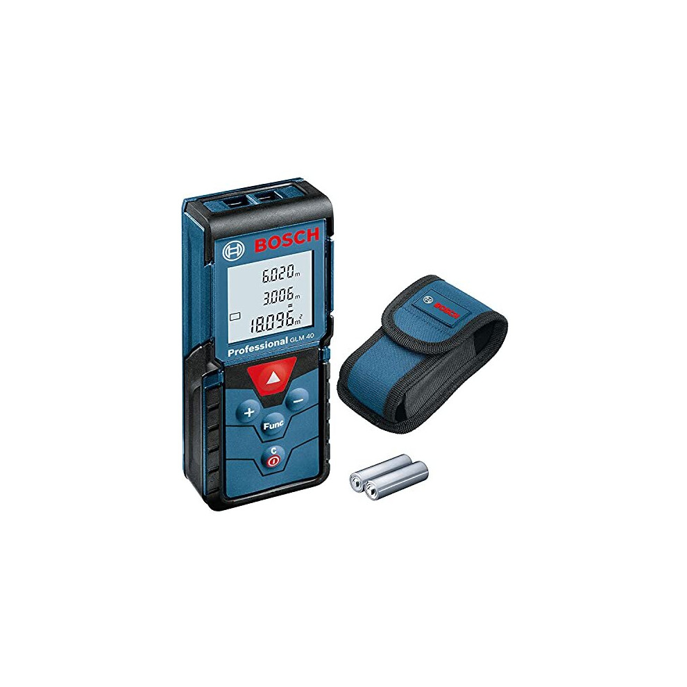 Bosch Professional laser measure GLM 40 (with memory function, measuring range: 0.15Ã¢40 m, 2 x 1.5 V batteries, protective bag)