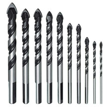 HPMAISON 10PCS Tungsten Carbide Tip Drill Bits Set Masonry Drill Bits Set for Porcelain Ceramic Tile, Concrete, Brick Wall, Glass, Mirrors, Plastic,