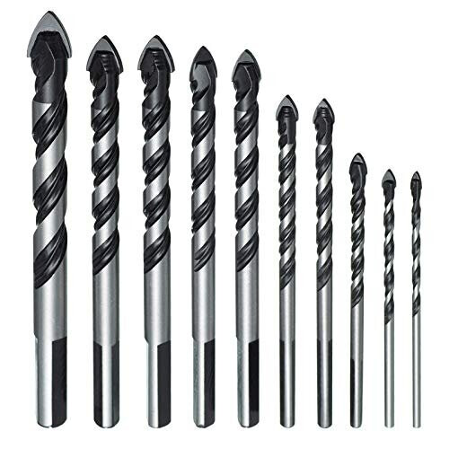 HPMAISON 10PCS Tungsten Carbide Tip Drill Bits Set Masonry Drill Bits Set for Porcelain Ceramic Tile Concrete Brick Wall Glass Mirrors Plastic on OnBuy