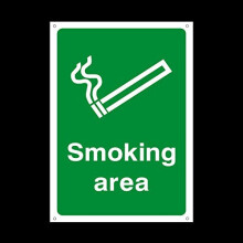 Designated Smoking Area Plastic Sign with 4 Pre-Drilled Holes - No Smoking/Building/Premises/Hotel (MISC50)