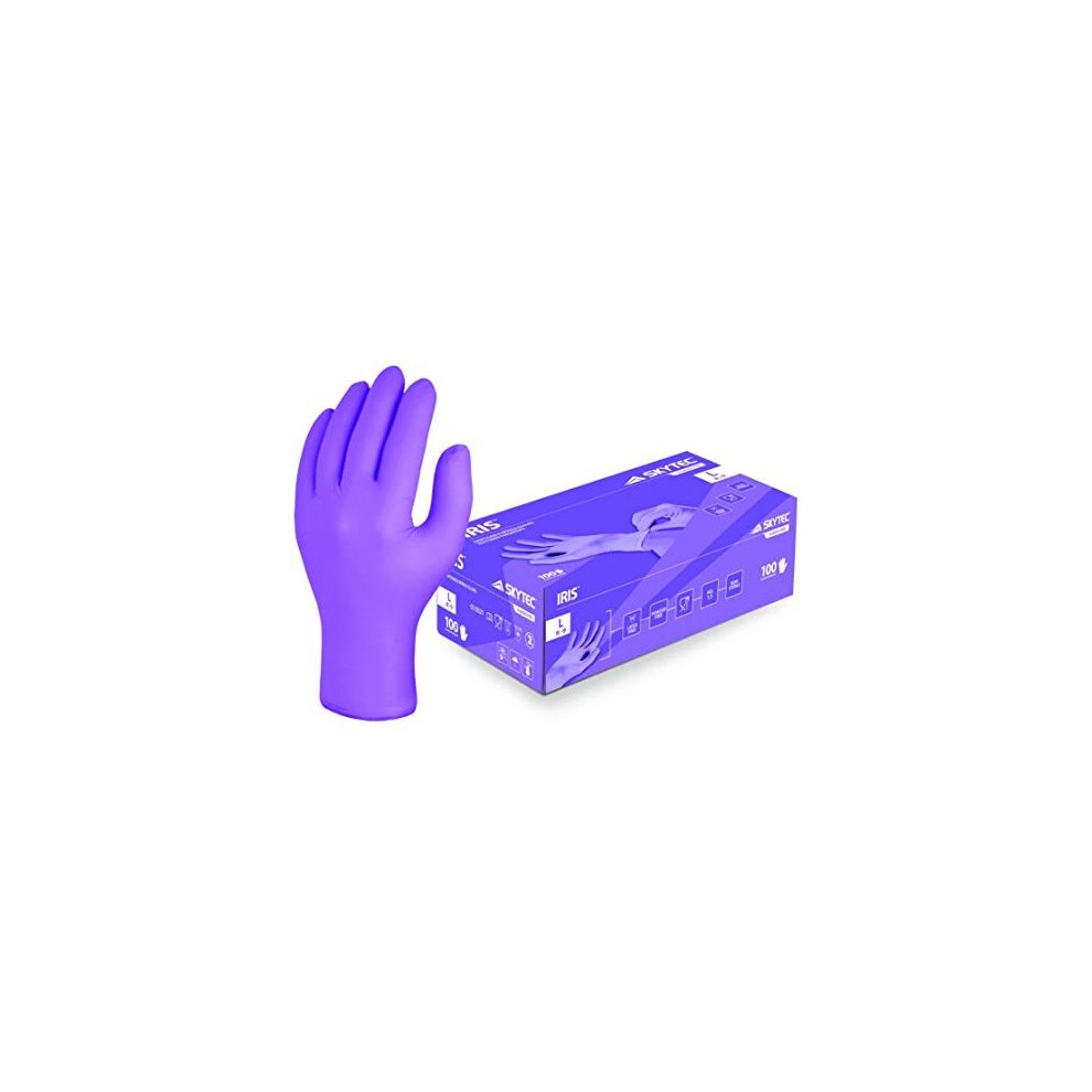 Skytec Iris Box Of 100 Nitrile Powder-Free Disposable Gloves In Purple (X-Large) 5060149204900