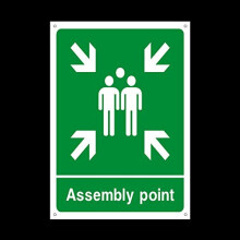 Fire Assembly Muster Point Plastic Sign with 4 Pre-Drilled Holes - Fire/Emergency/Exit/Alarm/Push/Extinguisher/Assembly (EE58)