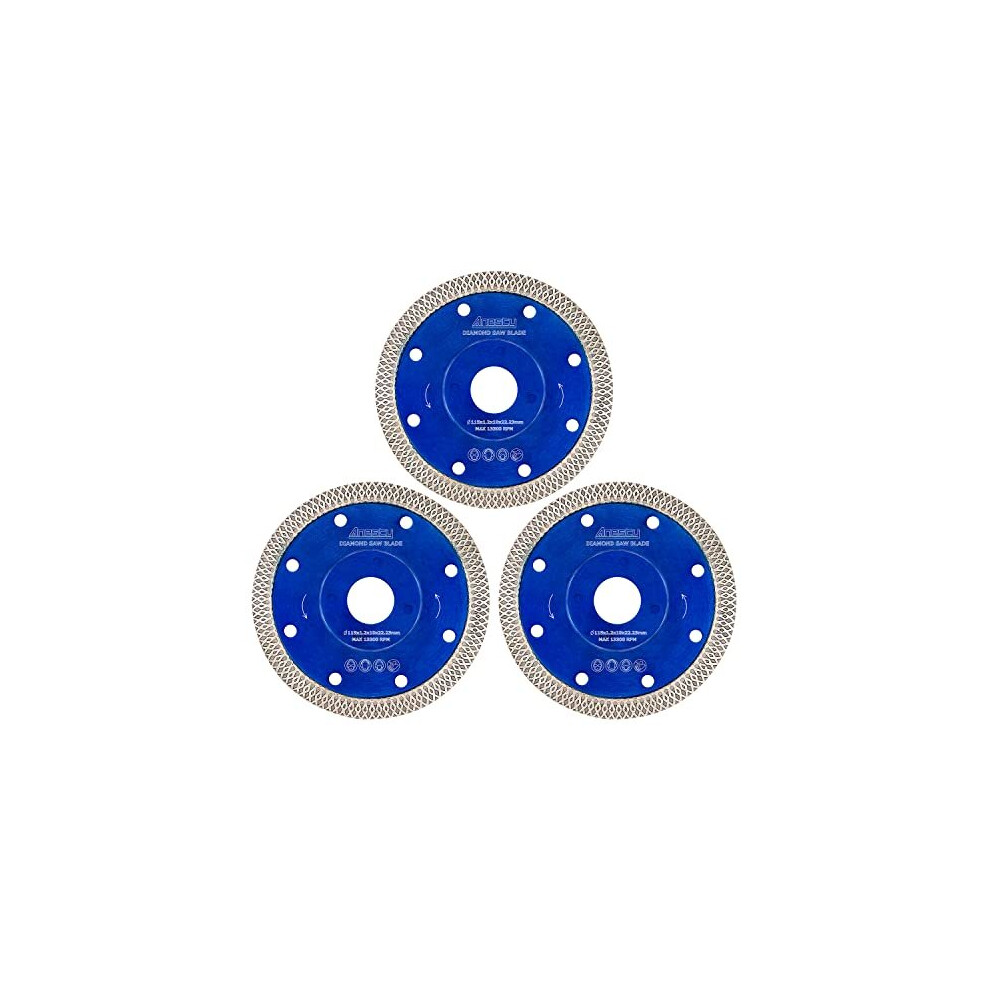 Diamond Saw Blade,3Pcs Super Thin Cutting Disc 115Mm / 4.5In Porcelain Cutting Blade For Angle Grinder Tile Saw Cutting Porcelain Tiles Granite Marble 613497845377
