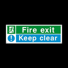 Fire Exit Keep Clear 300x100mm Plastic Sign with 4 Pre-Drilled Holes - Fire/Emergency/Exit/Alarm/Push/Extinguisher/Assembly (EE15)
