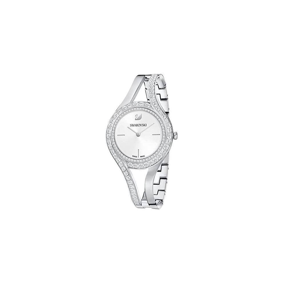 Swarovski Women's Eternal Watch Silver-Tone Bracelet Watch with Bezel Cutouts and Swarovski Crystals in a Stainless Steel Plating with Metal Strap