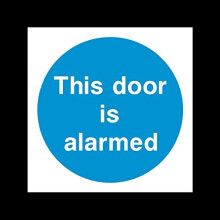 This Door is Alarmed Sticker/Self Adhesive Sign - Fire/Emergency/Exit/Alarm/Push/Extinguisher/Assembly