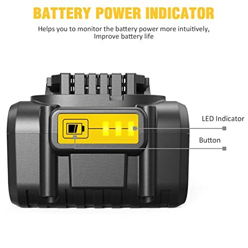 2 Pack Waitley 18V 5Ah DCB-184 Replacement Battery Compatible with Dewalt 18V Tools 2