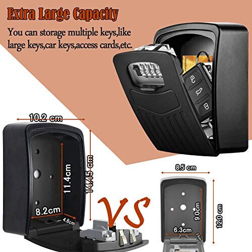 Extra Large Key Storage Security Lock,Sturdy Wall Mounted Outdoor, Re-settable 4 Digit Combination Lock Box, to Share and Secure Keys for 1
