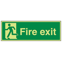 VSafety Glow In The Dark Final Fire Exit Man Left Sign - 600mm x 200mm - Rigid Plastic