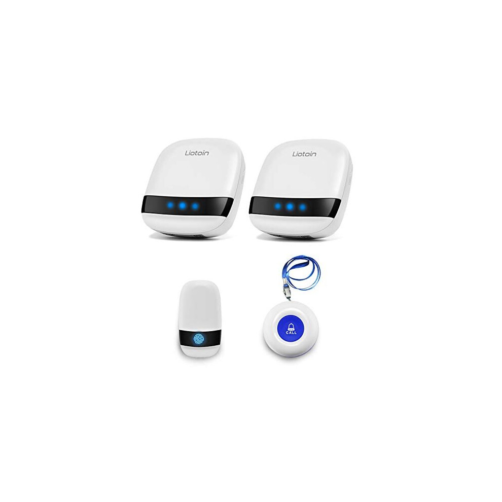 Liotoin Wireless Caregiver Pager Elderly Alarm Call Button Personal Alarm Panic Button Call Bell System For Home/Elderly/Patient/Disabled/Nurse (3