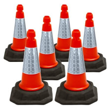 Pack of 6 Premium - Quality Road Traffic Cones 460mm - Strong and Durable Self Weighted Safety Cone with very low center of gravity - Made in the U.K