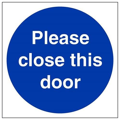 Cartello Obbligo 'Tenere Chiusa' Vsafety 18026 | Quadrato 100x100 Mm In Plastica Rigida 1 Mm, Colore Blu, Conforme EN ISO 7010