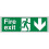 VSafety Fire Exit Arrow Down Sign - Landscape - 450mm x 150mm - 1mm Rigid Plastic 1