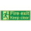 VSafety Glow In The Dark Fire Exit Keep Clear Sign - 600mm x 200mm - Rigid Plastic 1