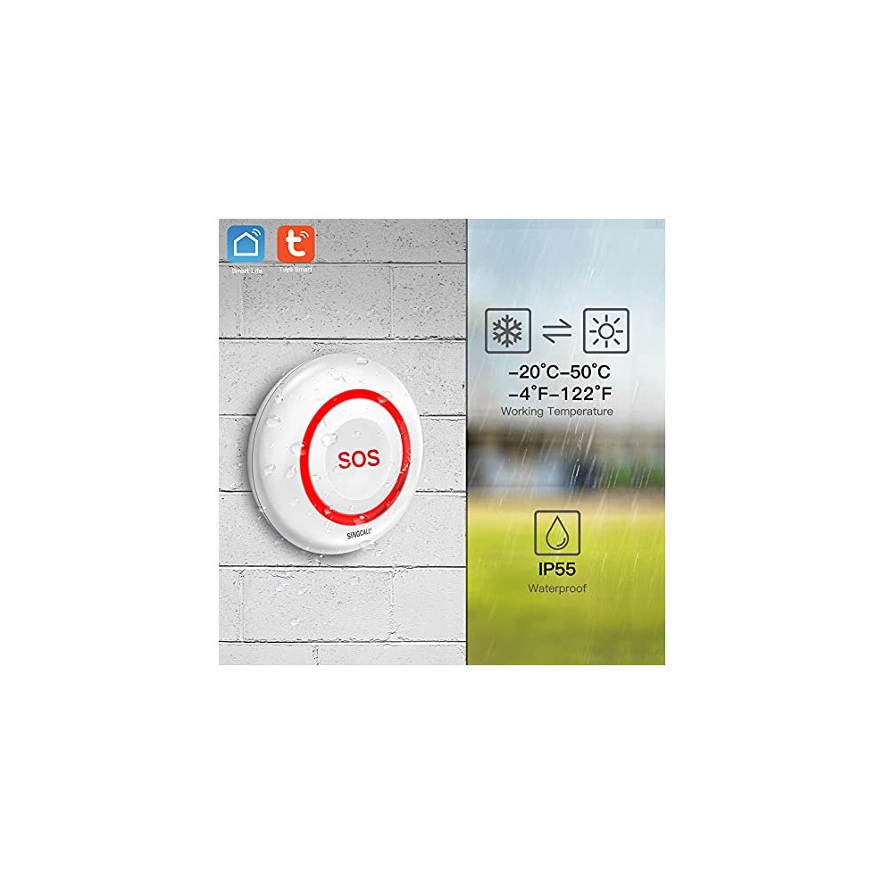 SINGCALL Tuya WiFi SOS Wireless Calling Caregiver Pager System Calling Alert System For Patients Seniors Elderly Disabled 1 Plugin Receiver 2 Smart Emergency Call Button (2.4GHz Only - View #3