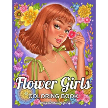 Flower Girls: Coloring Book For Adults and Teens Featuring Unique Portrait Illustrations with Detailed Floral Designs for Relaxation and Stress Relief