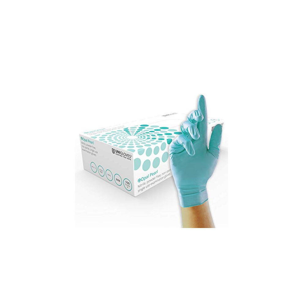 Unigloves Aqua Blue Pearl Nitrile Examination Gloves | Multipurpose, Powder Free and Latex Free Disposable Gloves - Box of 100 Gloves, Aqua Blue, Extra Large (GP0095) - Image 3
