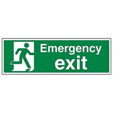 VSafety Emergency Exit Sign - Landscape - 450mm x 150mm - 1mm Rigid Plastic