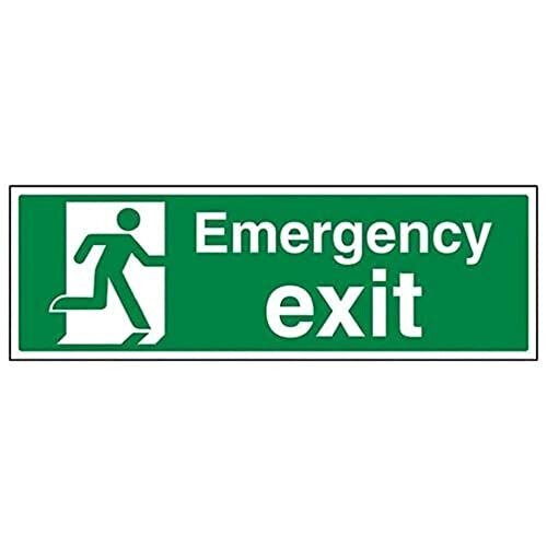 VSafety Emergency Exit Sign - Landscape - 450mm x 150mm - 1mm Rigid Plastic