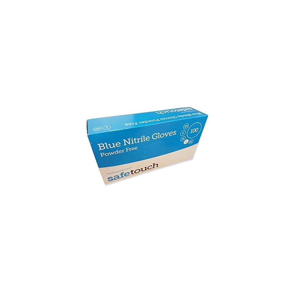 Safetouch 50000092 Nitrile Powder Free Disposable Gloves, Blue, Large Size, Pack of 100
