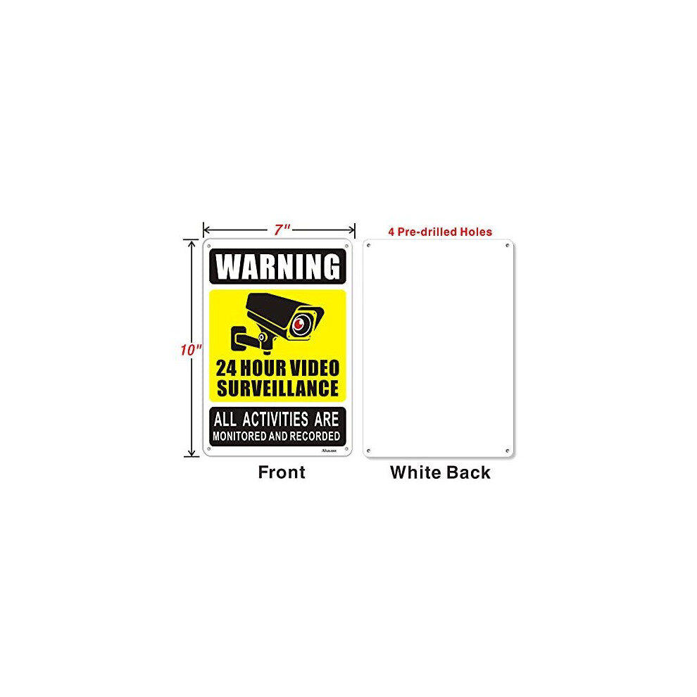 METERIO Video Surveillance Sign 2 Pack, Aluminum No Trespassing Metal Reflective Warning Sign, UV Protected And Waterproof, Indoor Or