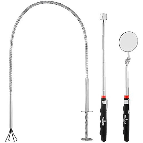 NoCry Pick-up Tool Set - Includes Telescoping Inspection Mirror , Flexible Claw Grabber and Extendable Magnet Pick-up Tool