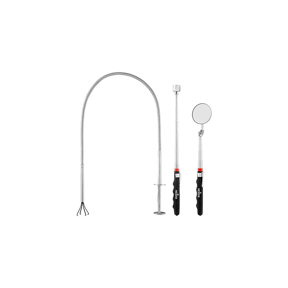 Nocry Pick-Up Tool Set - Includes Telescoping Inspection Mirror Flexible Claw Grabber And Extendable Magnet Pick-Up Tool 4744452011486